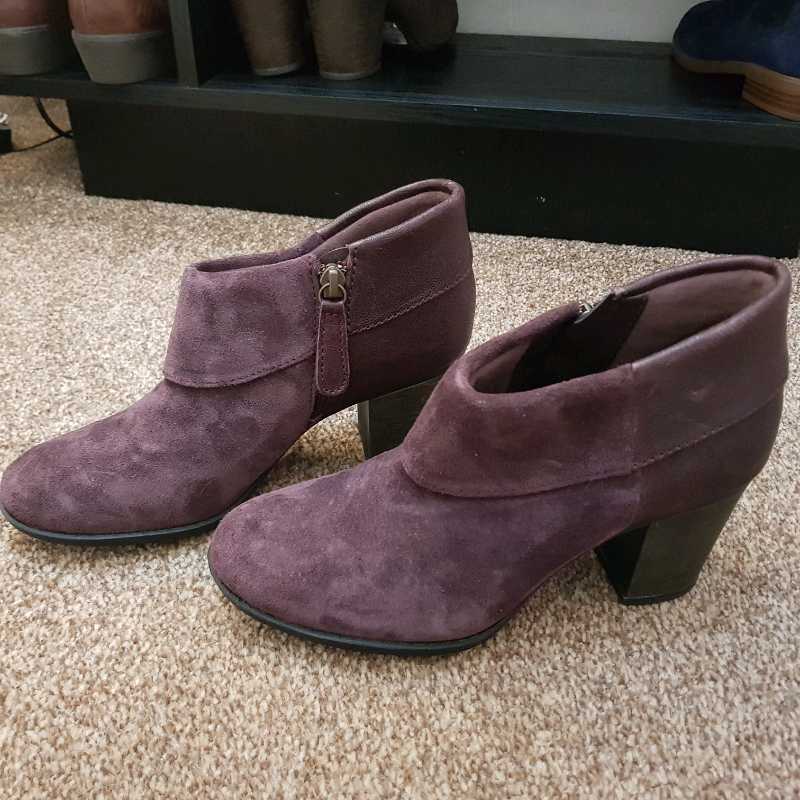 clarks purple ankle boots